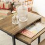 Set of 3 Nesting Tables Modern Industrial Coffee Tables Space Saving Design Natural Wood and Black Metal Image 3