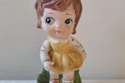 Vintage Figurine girl in yellow dress with turtle