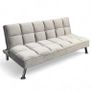 Grey Folding 3 Seater Fabric Sofa Bed Image 3