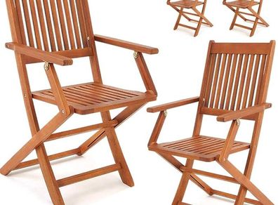 Set of 4  garden chairs foldable wooden  made of acacia wood