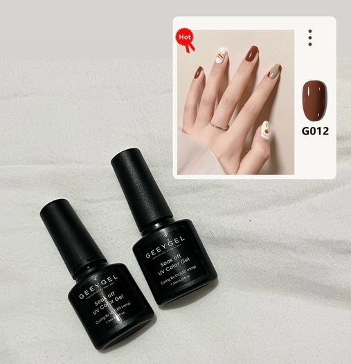 Gel nails LED light Autumn Brown