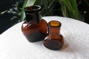 Antique Amber Glass OXO &amp; Bovril Bottles. Set of 2, 4oz and 1oz. c.1900-1930. Excellent Antique Condition