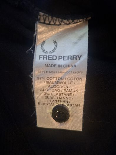 Fred Perry Bomber Collar Polo Shirt Large Navy Blue
