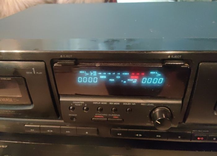 aiwa double cassette tape player for repair or parts.