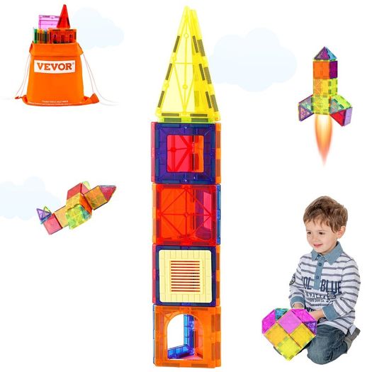 Magnetic Tiles Magnetic Building Toy 55 PCS Magnet Blocks for Kids 3D Set