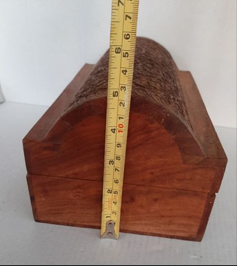 hand carved vintage wooden jewellery box/storage box