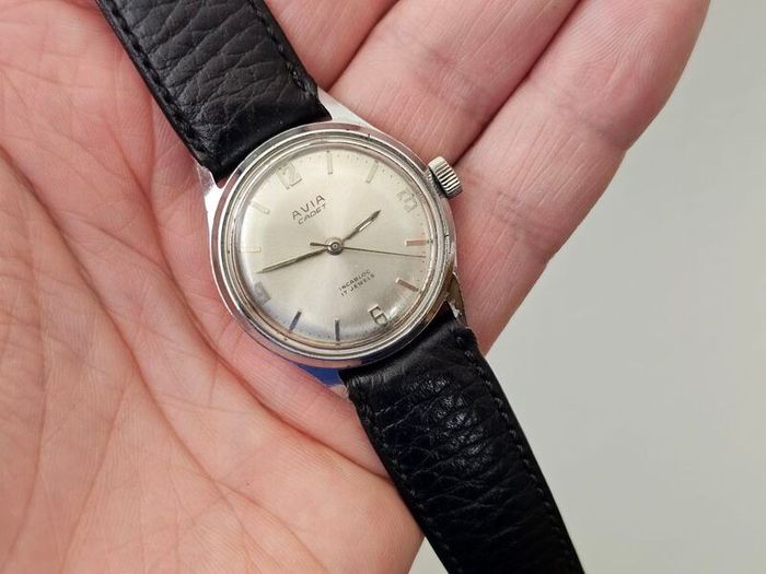 Vintage Swiss Made Avia Cadet Mechanical Wind up Swiss Watch 1960s