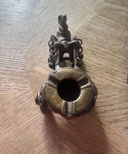 Antique Indian Brass Temple Toy Chariot / Ashtray (Heavy 613g)