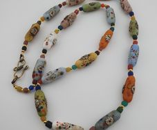 Vintage Venetian Style Old Face Glass Beads Necklace