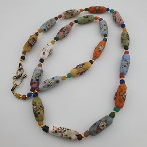 Vintage Venetian Style Old Face Glass Beads Necklace
