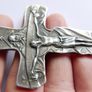 Vintage Holy Trinity Crucifix in silvered brass 14 x 9 cm Image 4