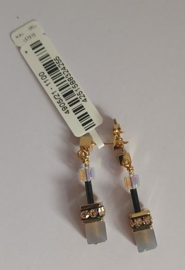 Coeur de Lion GeoCUBE Swarovski Crystal Drop Earrings Gold 4905/21-1100 BNWT CAN POST