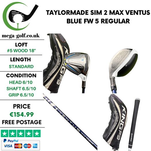 Taylormade Sim 2 Max #5 Wood 18 Degree / Ventus Blue FW 5 Regular