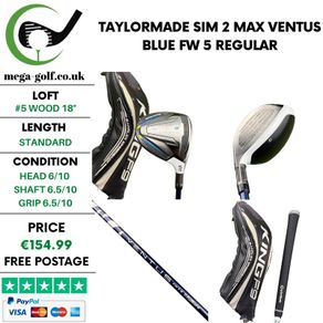 Taylormade Sim 2 Max #5 Wood 18 Degree / Ventus Blue FW 5 Regular