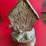 Vintage Solid Brass Bird & Birdhouse Figurine / Heavy Paperweight Image 2