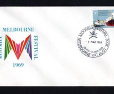 1969 Australia Moomba Melbourne Festival cover tying 1969 5c International Ports & Harbour Conference Commemorative Stamp
