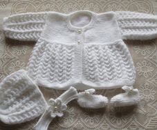 hand knitted  baby  Christening   set
