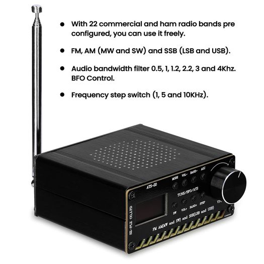ATS-20 SI4735 Radio Receiver Full-wave Band Radio Receiver FM AM (MW & SW) SSB (LSB & USB) Covering Commercial Ham Radio Bands