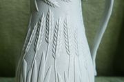 Antique Staffordshire Parian Ware Pitcher: William Brownfield Fern Design, Pewter Lid