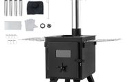 Wood Stove, 86 inch, Alloy Steel Camping Tent Stove, Portable Wood Burning Stove with Chimney Pipes &amp; Gloves,  Hot Tent Stove for Outdoor Cooking and Heating with 8 Pipes