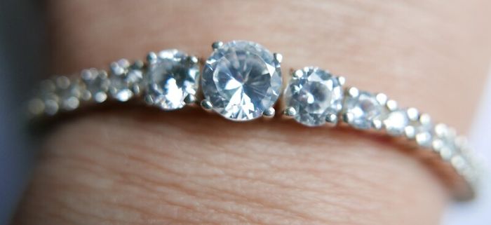 Vintage Sterling Silver 925 Tennis Bracelet  Cubic Zirconia Graduated Flexible Bangle Bracelet 16,7g