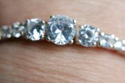 Vintage Sterling Silver 925 Tennis Bracelet  Cubic Zirconia Graduated Flexible Bangle Bracelet 16,7g