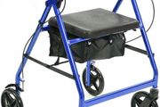 4 Wheel Rollator Walker Folding Aluminium Walking Aid with Seat Bag Brakes