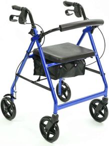 4 Wheel Rollator Walker Folding Aluminium Walking Aid with Seat Bag Brakes