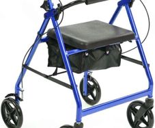 4 Wheel Rollator Walker Folding Aluminium Walking Aid with Seat Bag Brakes