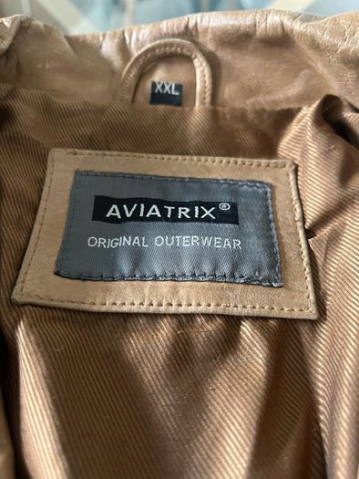 Mens Vintage 1970's style Aviatrix Tan Leather Reefer/Safari style Jacket
