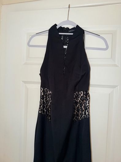 Karen Millen Black Lace-Detail Midi Dress - size UK 10