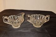 1940's Crystal Creamer Pitcher &amp; Sugar Bowl