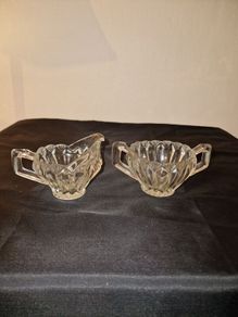 1940's Crystal Creamer Pitcher & Sugar Bowl