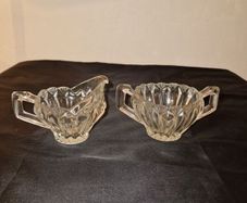 1940's Crystal Creamer Pitcher & Sugar Bowl