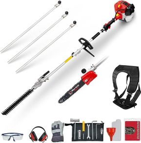 BU-KO 52cc Long Reach Petrol Hedge Trimmer and Pruner Saw with 3X 75cm Extension Pole, Ultimate Garden Tool for Precision Cutting, Trim Hedges and Prune with Ease