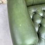 George III Style Deep Button Green Leather Wingback Armchair. Image 6