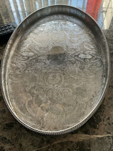 silver plated on copper sheffield oval tray