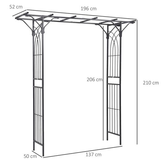 Metal Garden Trellis Arch with Durable Steel Tubing & Elegant