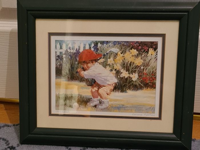 Corrine Hartley Get Ready Golf Print signed and Framed