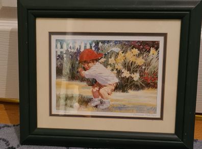 Corrine Hartley Get Ready Golf Print signed and Framed