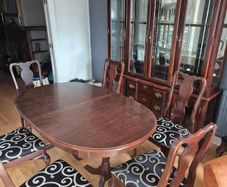 crystal cabinet, table with chairs