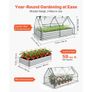 Raised Garden Bed with Cover, 1800 x 900 x 300 mm, Rectangular Galvanized Metal Planter Box Outdoor, with PE Greenhouse Cover & Gloves, Rustproof Alu-Zinc, for Growing Flowers Vegetables, Silver Image 2