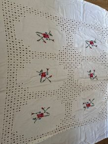 Large Embroidery Linen Table Cloth