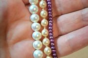 CLEARANCE 2pcs Genuine Freshwater pearls strings of beads white and beige