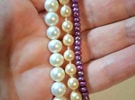 main image for ad CLEARANCE 2pcs Genuine Freshwater pearls strings of beads white and beige