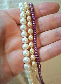 CLEARANCE 2pcs Genuine Freshwater pearls strings of beads white and beige