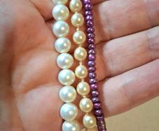 CLEARANCE 2pcs Genuine Freshwater pearls strings of beads white and beige