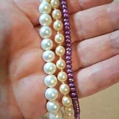 CLEARANCE 2pcs Genuine Freshwater pearls strings of beads white and beige