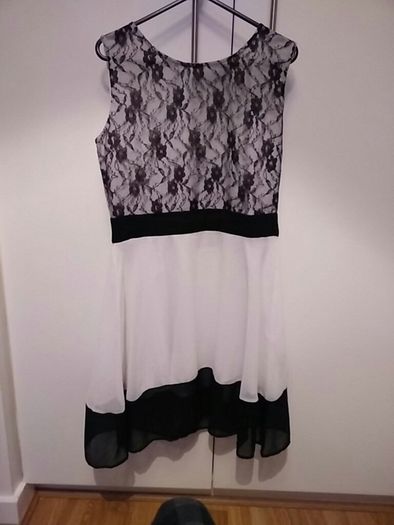 Pink Brand Black Lace and White Dress