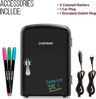 Mini Portable Eraser Personal Fridge, Cools & Heats, 4 Litre Capacity, Chills 6 12oz cans, 100% Freon-Free & Eco Friendly, Includes Plugs for Home Outlet & 12V Car Charger
